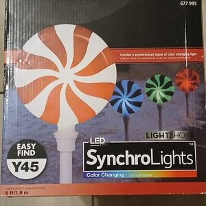 Set Of 4 Color Changing Light 6ft Pathway Peppermint Candy Christmas Yard Decor